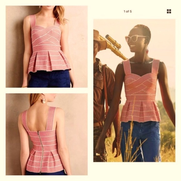 HD in Paris Tops - HD in Paris Anthropologie Cabana peplum striped bandage top L 10 12 14